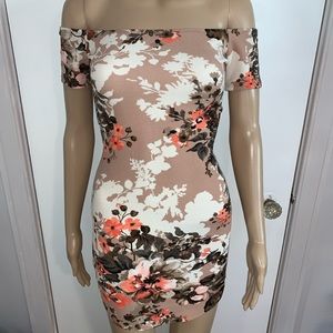 Warm taupe dress with floral print size small